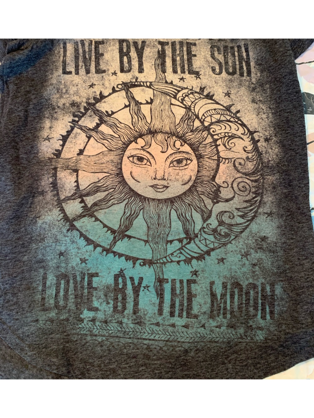 Maurices Teal and Black Sun & Moon Short Sleeve Tee